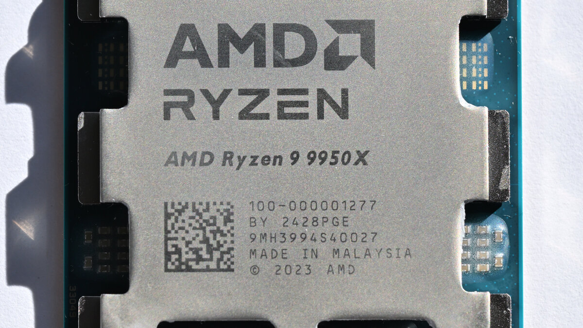 An AMD Ryzen 9 9950X desktop processor, the consumer chip generation affected by the memory-encryption change.