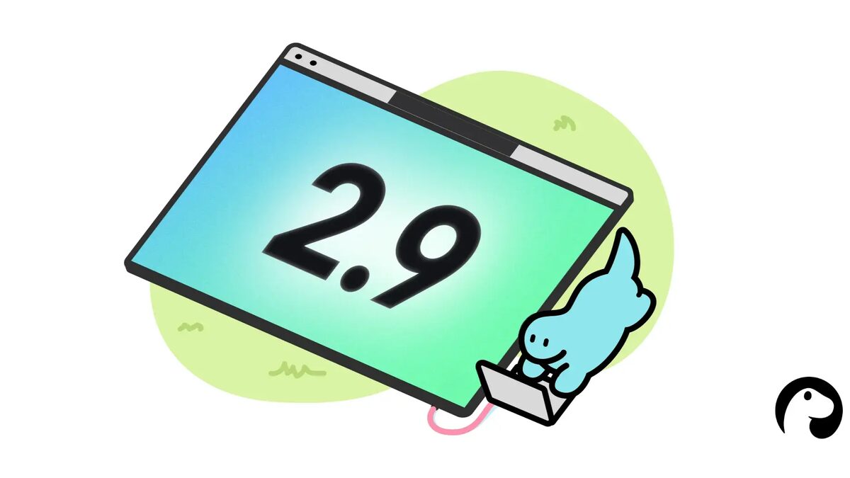 Deno 2.9 release announcement card on a dark background
