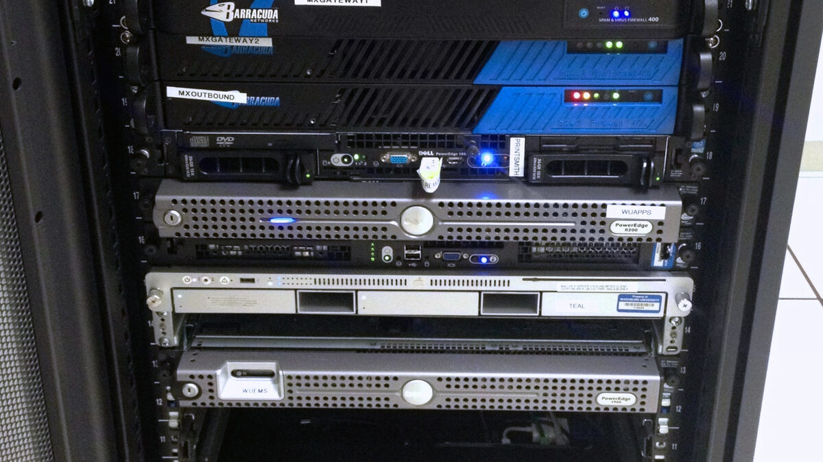 A rack of servers in a data center, the kind of hardware Oracle's AI cloud buildout runs on