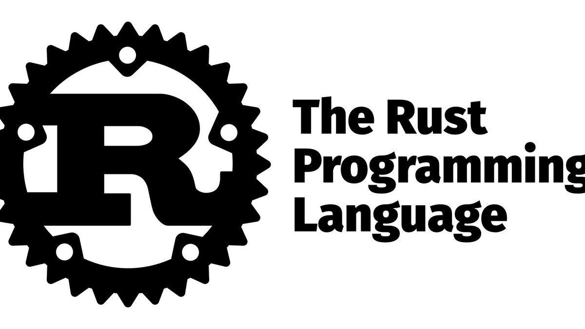 The Rust gear-and-R logo in black beside the words The Rust Programming Language on a white background.
