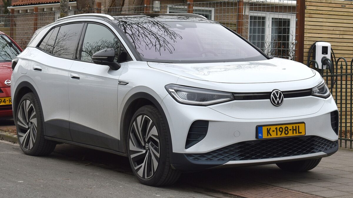 A Volkswagen ID.4 electric SUV, the kind of connected car whose companion app stopped working on GrapheneOS