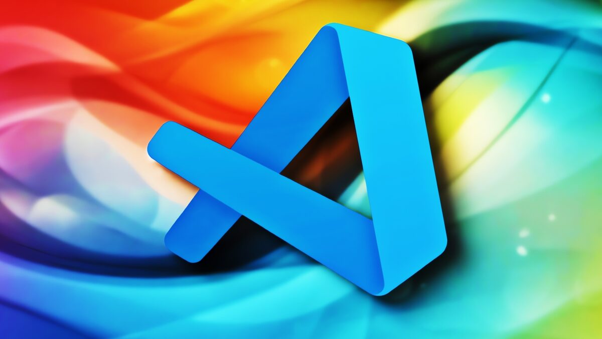 Visual Studio Code logo on a dark background