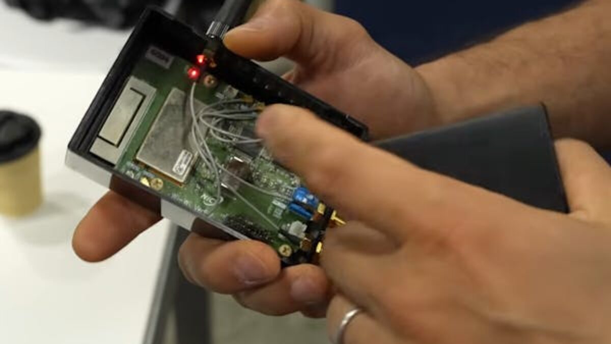 Wi-Wi STAMP prototype hardware module at the NAB show.