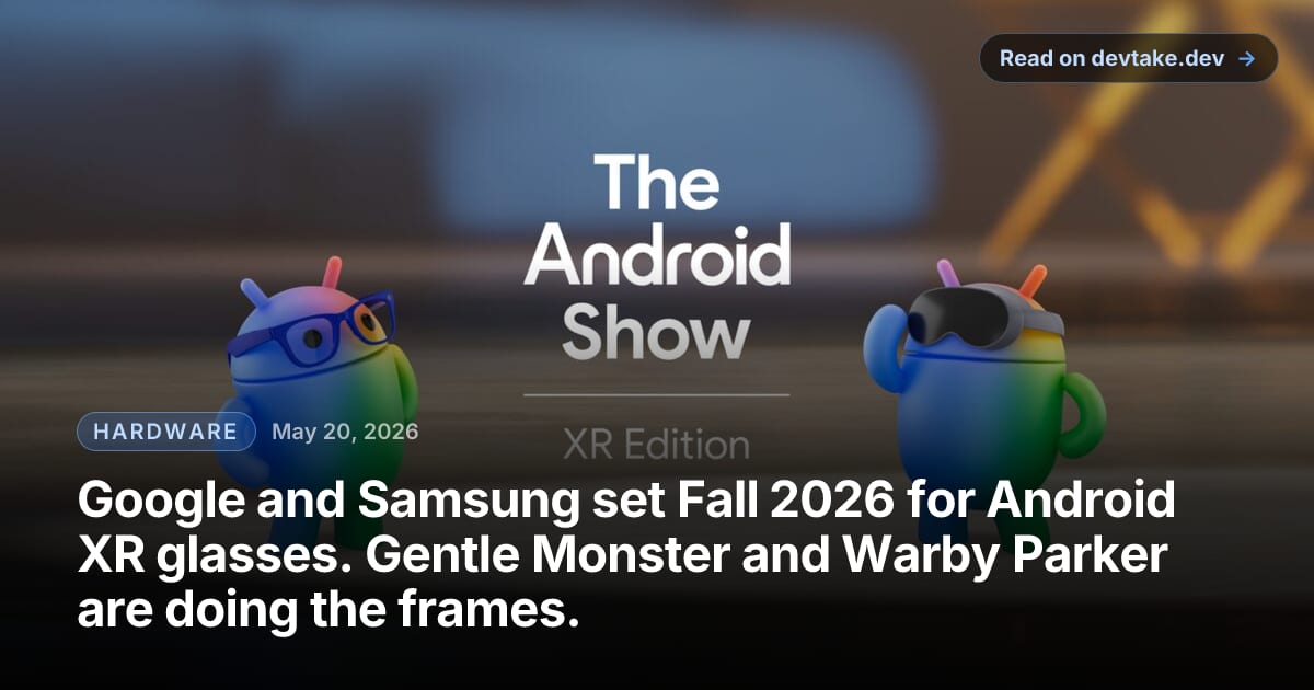 A header image for The Android Show: XR Edition with the Android logo and an XR headset silhouette.