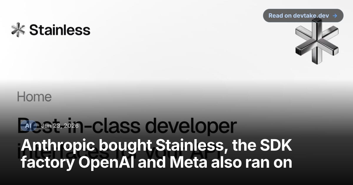 Stainless developer-tools branding, the SDK-generation startup Anthropic acquired.