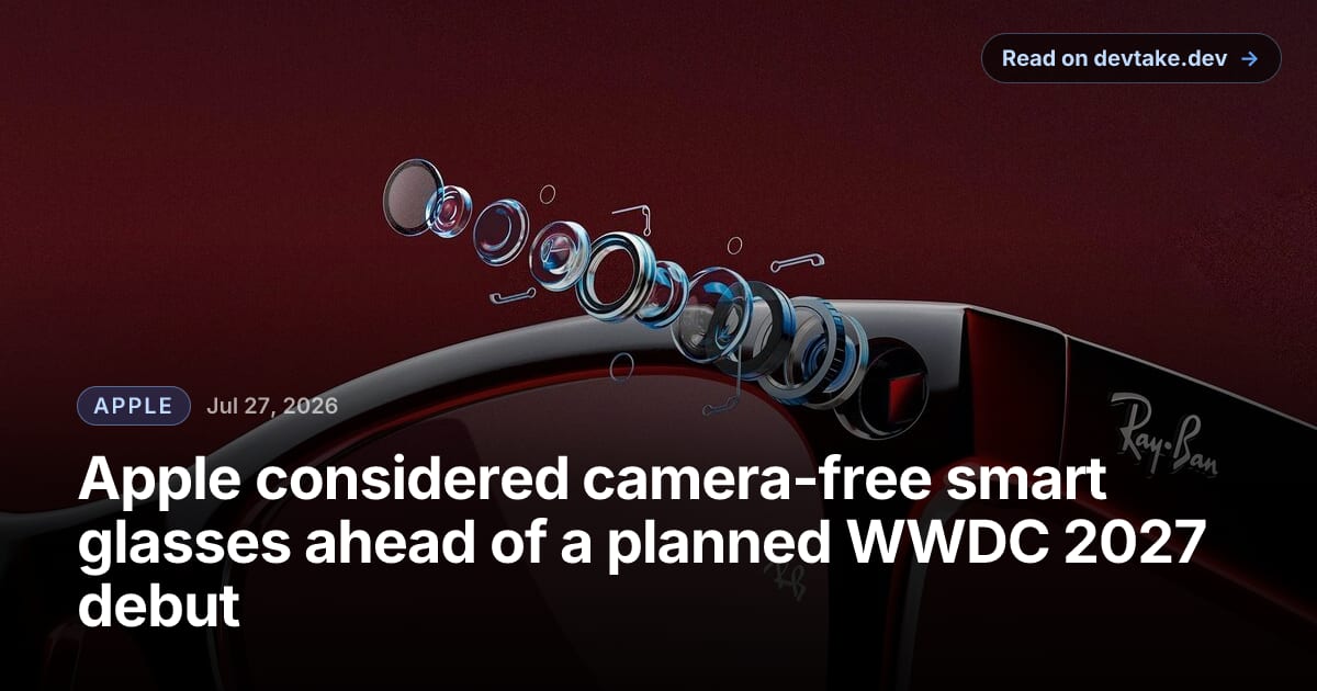 Exploded view of the camera module built into the corner of a Ray-Ban Meta smart glasses frame