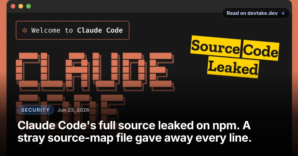 Claude Code branding over a terminal, illustrating the leaked source code on npm