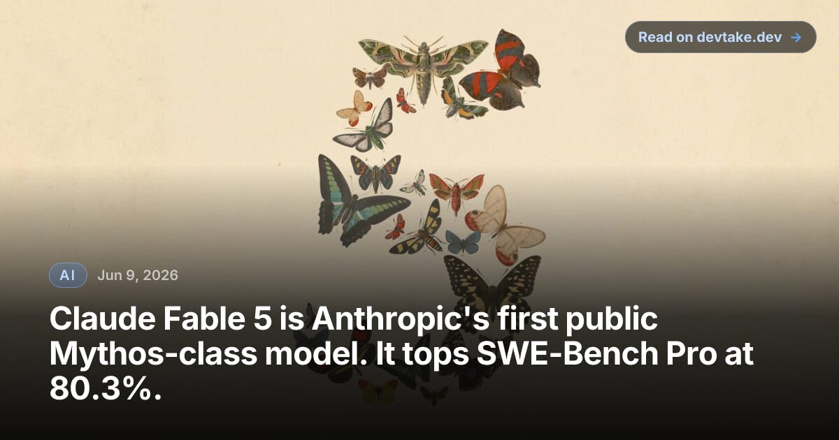 Anthropic's announcement artwork for Claude Fable 5 and Claude Mythos 5, a soft gradient panel with the Claude wordmark.