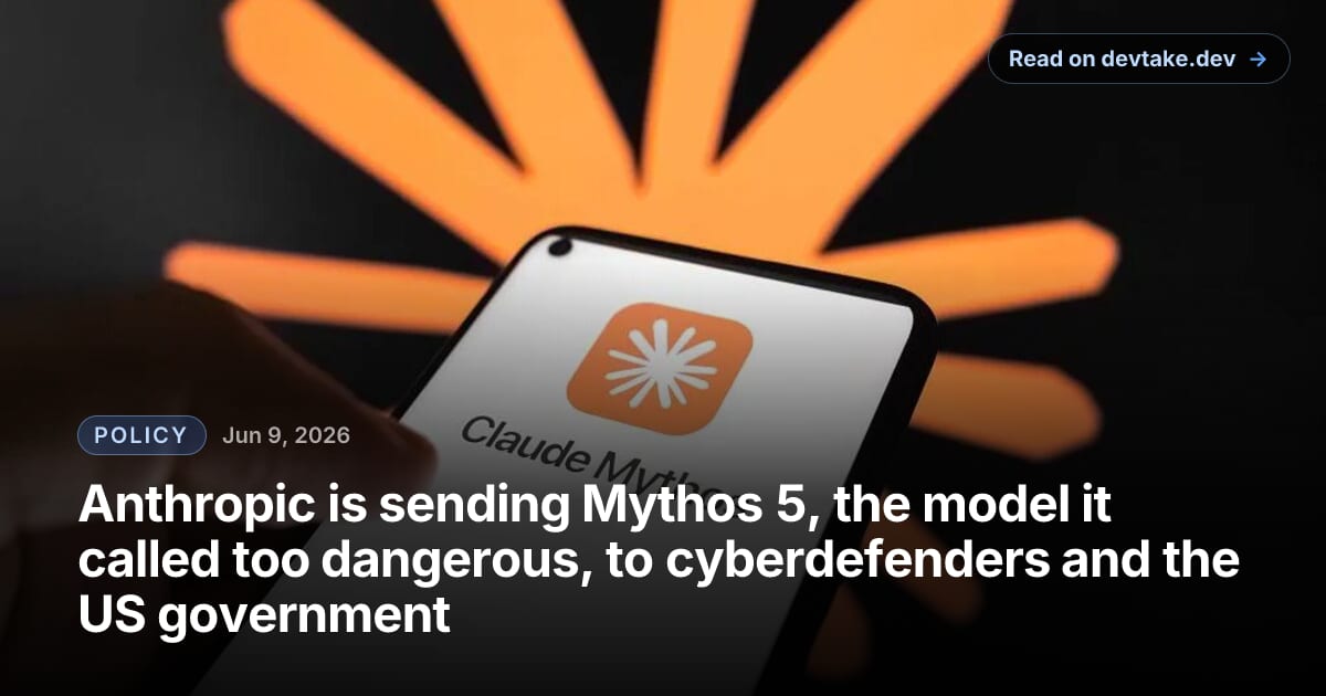 A hand holds a smartphone showing the Claude Mythos app logo against a dark backdrop with Anthropic's orange burst symbol.