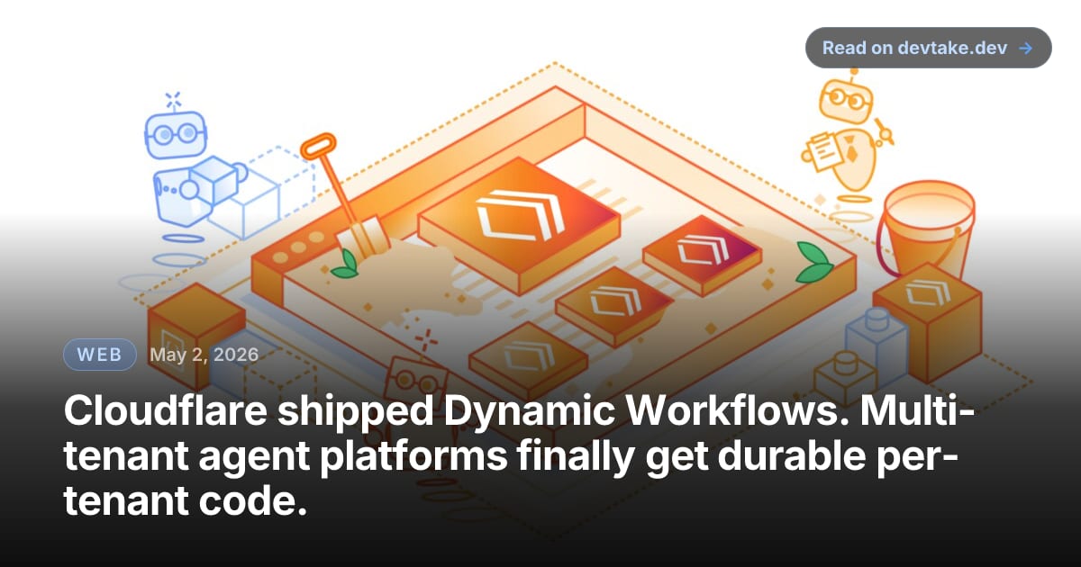 Architecture diagram from Cloudflare's Dynamic Workflows launch post, showing a host Worker dispatching durable execution to per-tenant Workers.