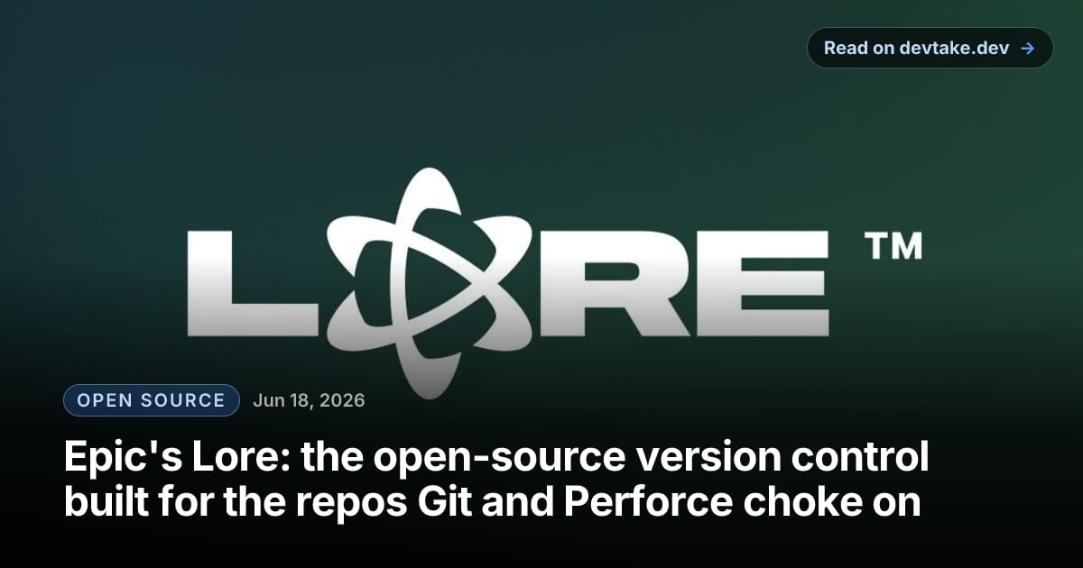 Lore, Epic Games' open-source version control system, shown on its project site