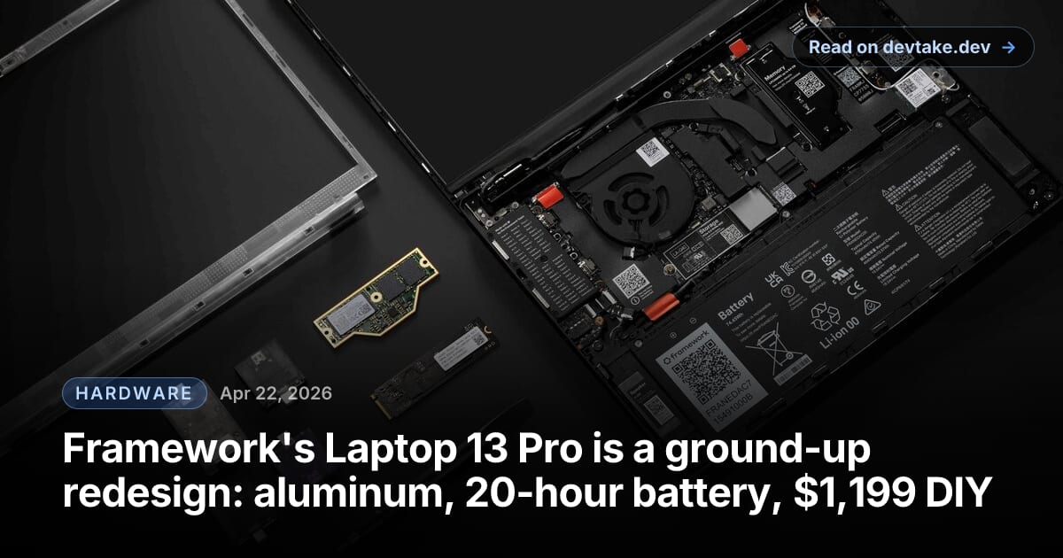 Framework Laptop 13 Pro product hero image showing the new aluminum chassis