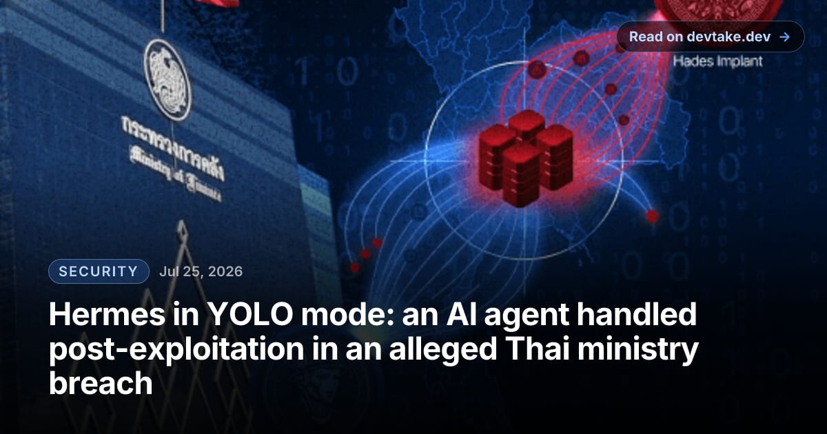 Illustration of Thailand's Ministry of Finance building next to a map of Thailand and a red server stack labelled Hades Implant.