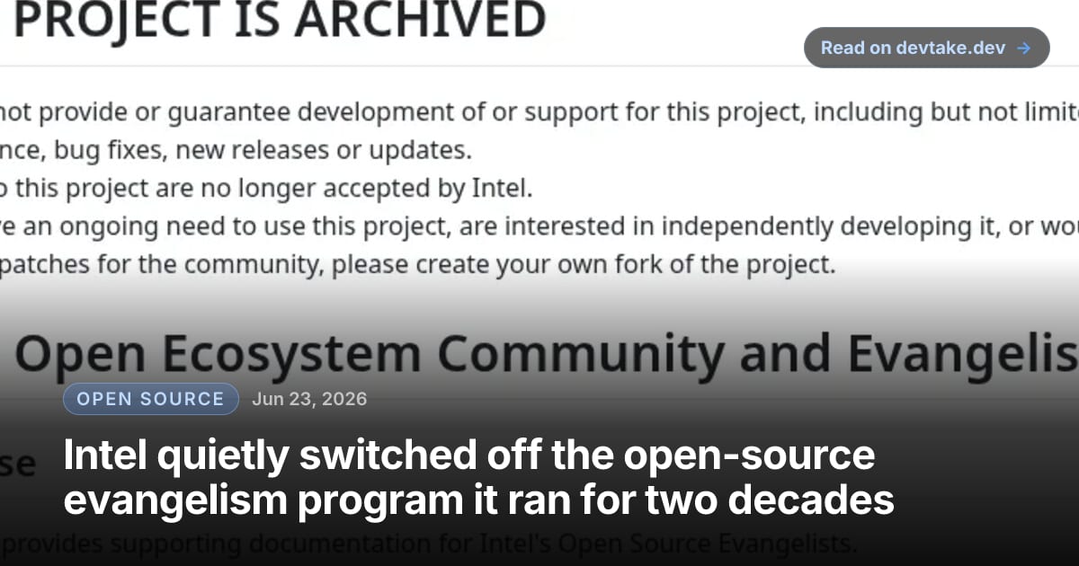 Intel's archived Open Ecosystem Community and Evangelism program page