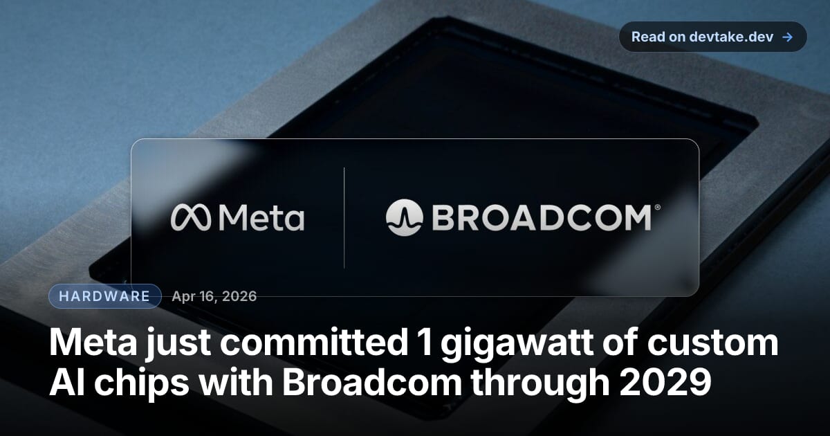 Meta and Broadcom partnership announcement header showing custom AI silicon
