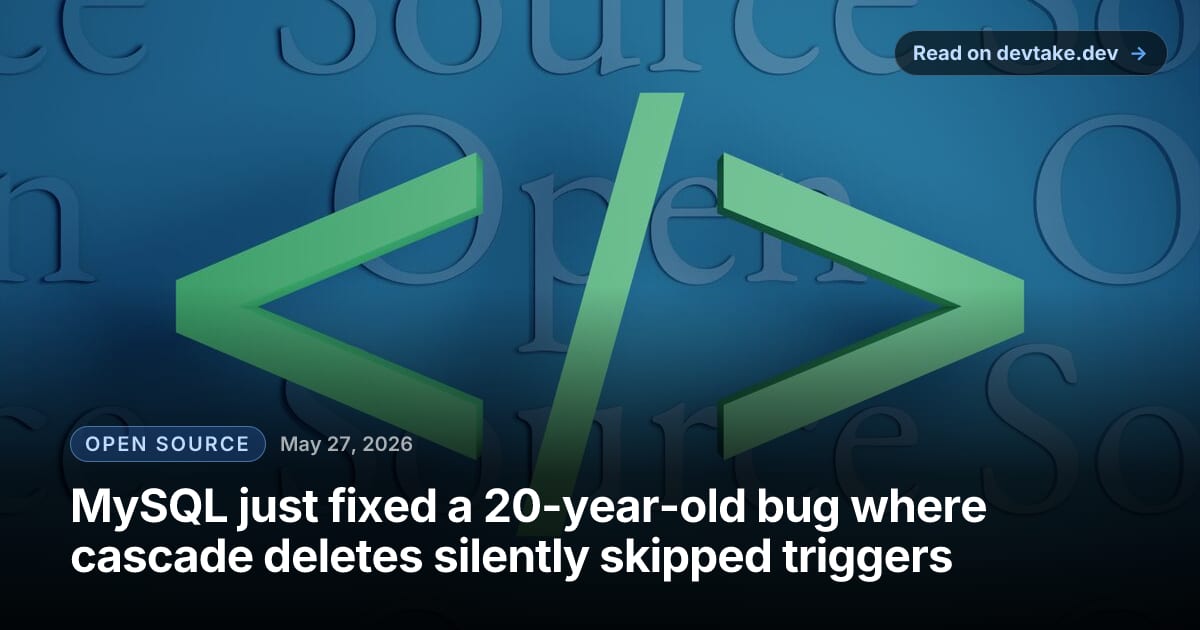 An open-source graphic, representing the long-lived MySQL codebase where bug #11472 sat for two decades.