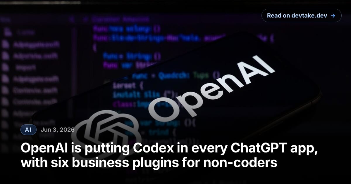 OpenAI's Codex branding over a code background, illustrating Codex expanding across the ChatGPT app.
