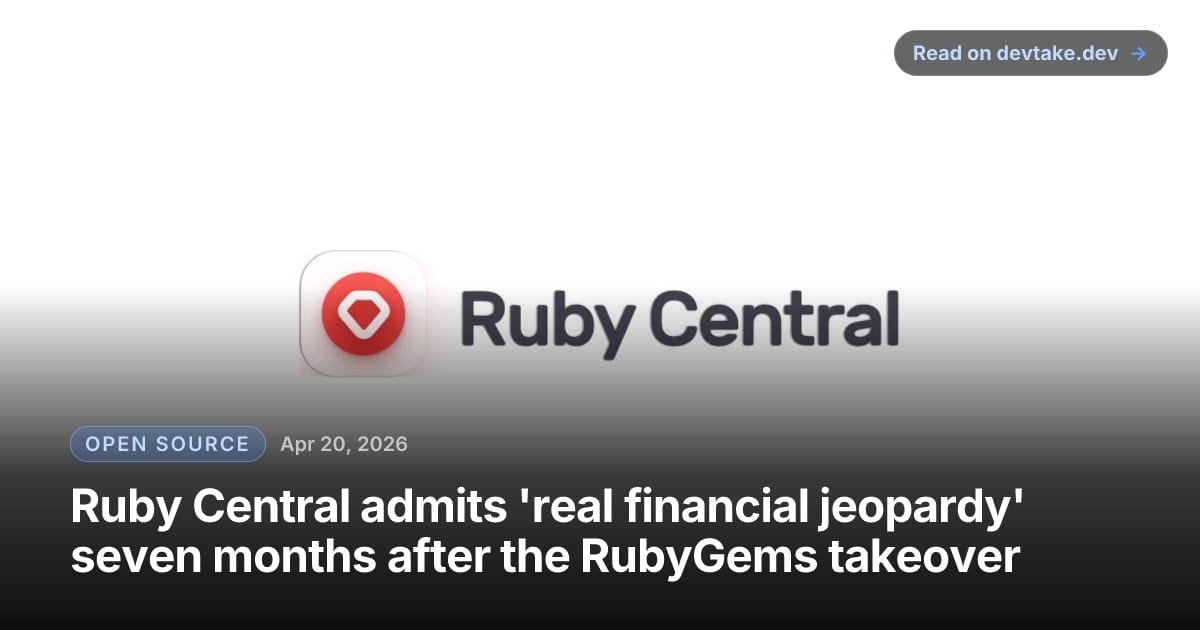Ruby Central logo on the organization's April 2026 'A New Chapter' announcement