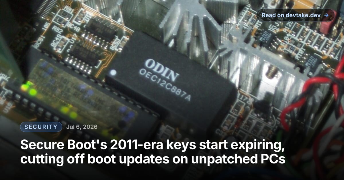 Close-up of an AT motherboard showing the socketed BIOS chip and real-time clock, the low-level firmware where Secure Boot certificates live.