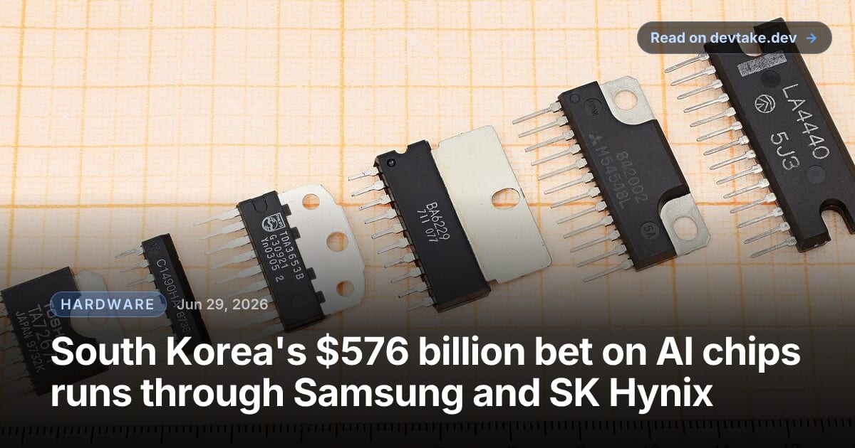 Close-up of integrated-circuit packages, the kind of memory and logic chips at the center of South Korea's investment plan