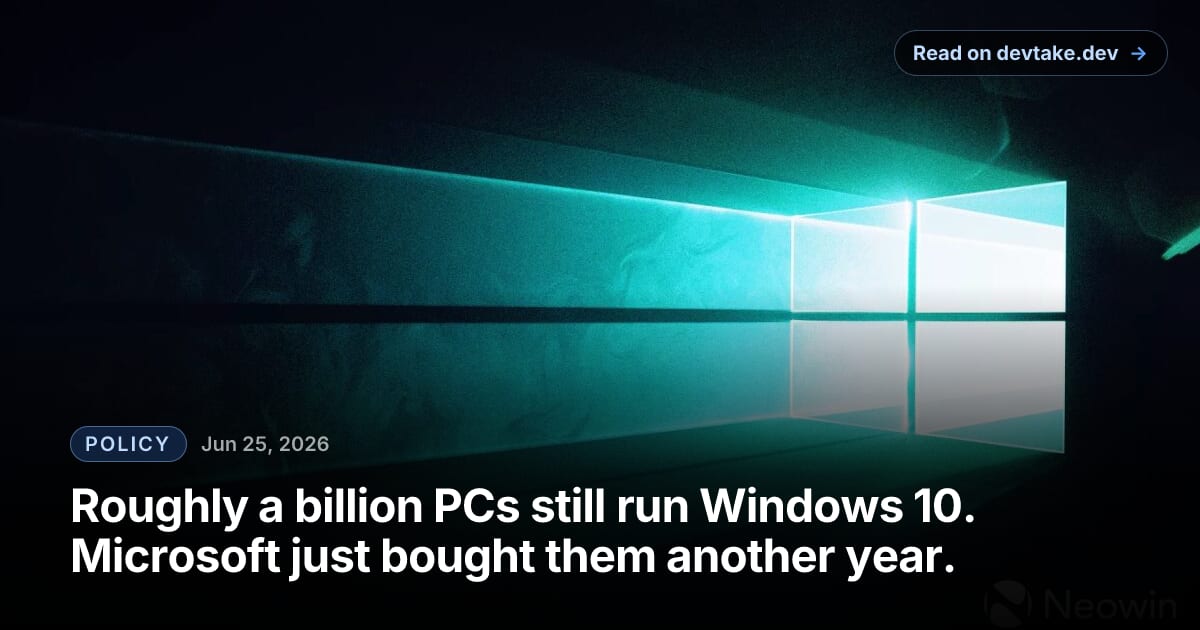 Windows 10 logo on a laptop screen, the operating system now getting a second year of post-retirement security updates